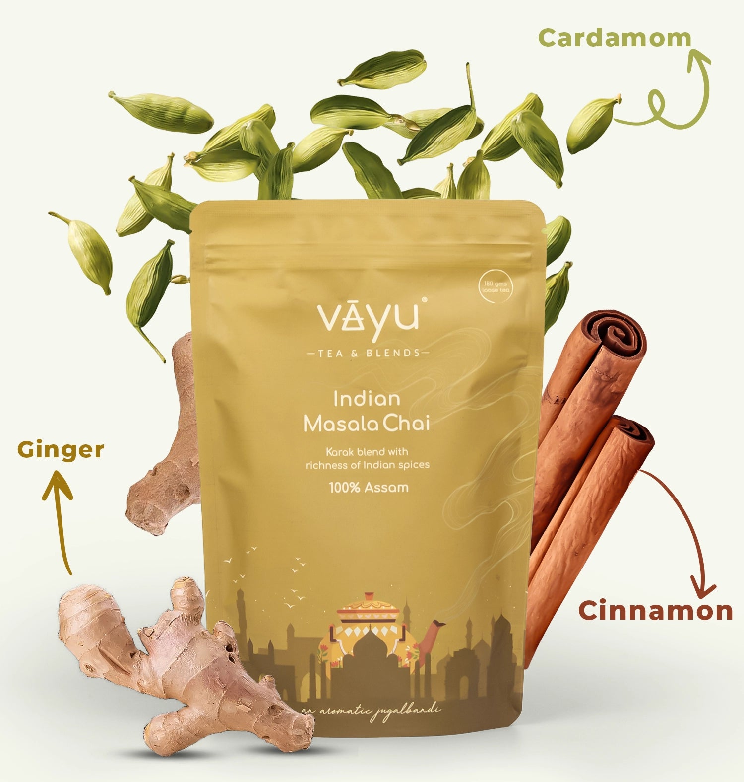 Indian Masala Chai (Cardamom, Cinnamon & Ginger) Loose Tea 180gms