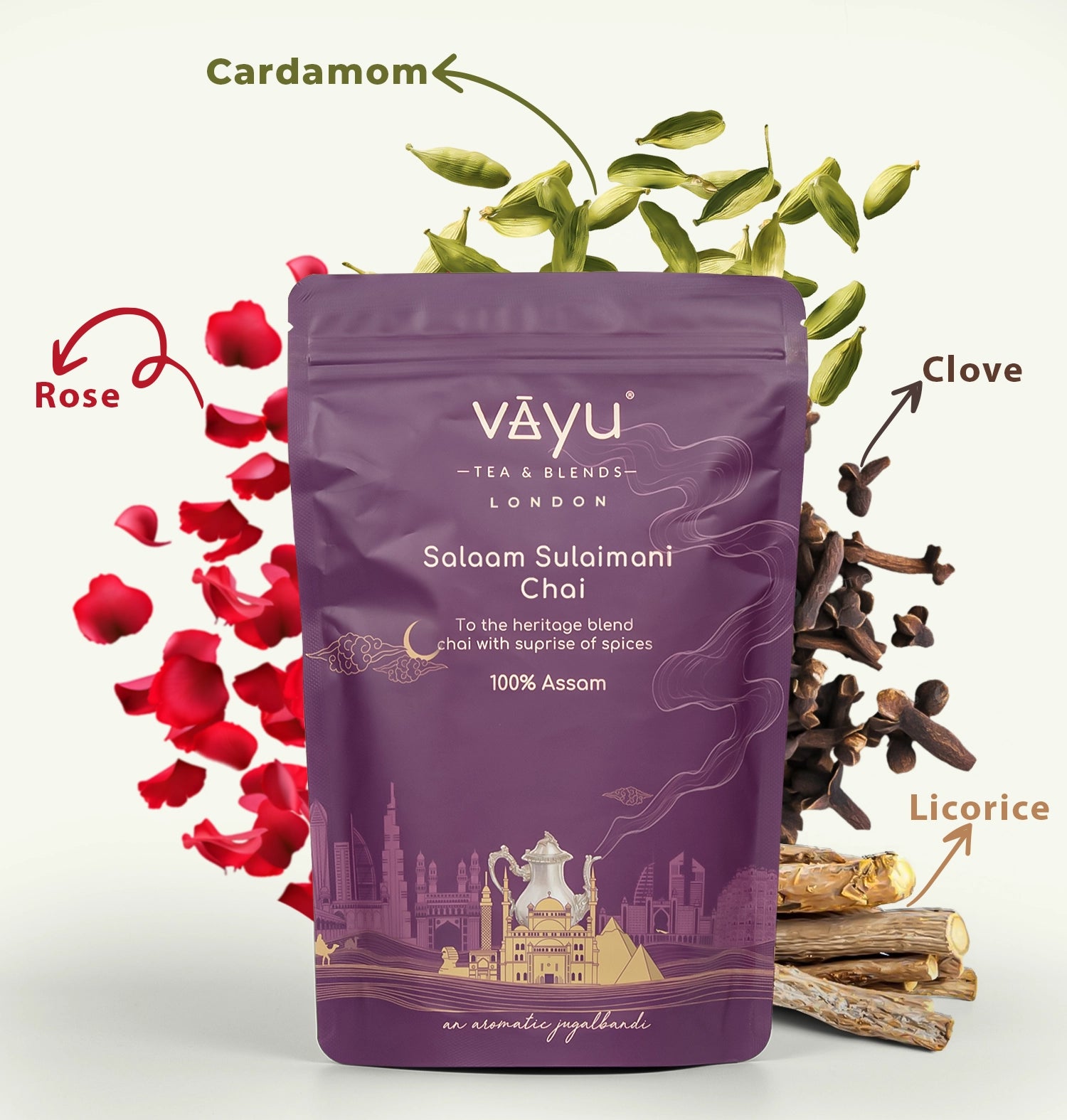 Salaam Sulaimani Chai (Cardamom, Clove, Liquorice & Rose Loose Tea 180gms)