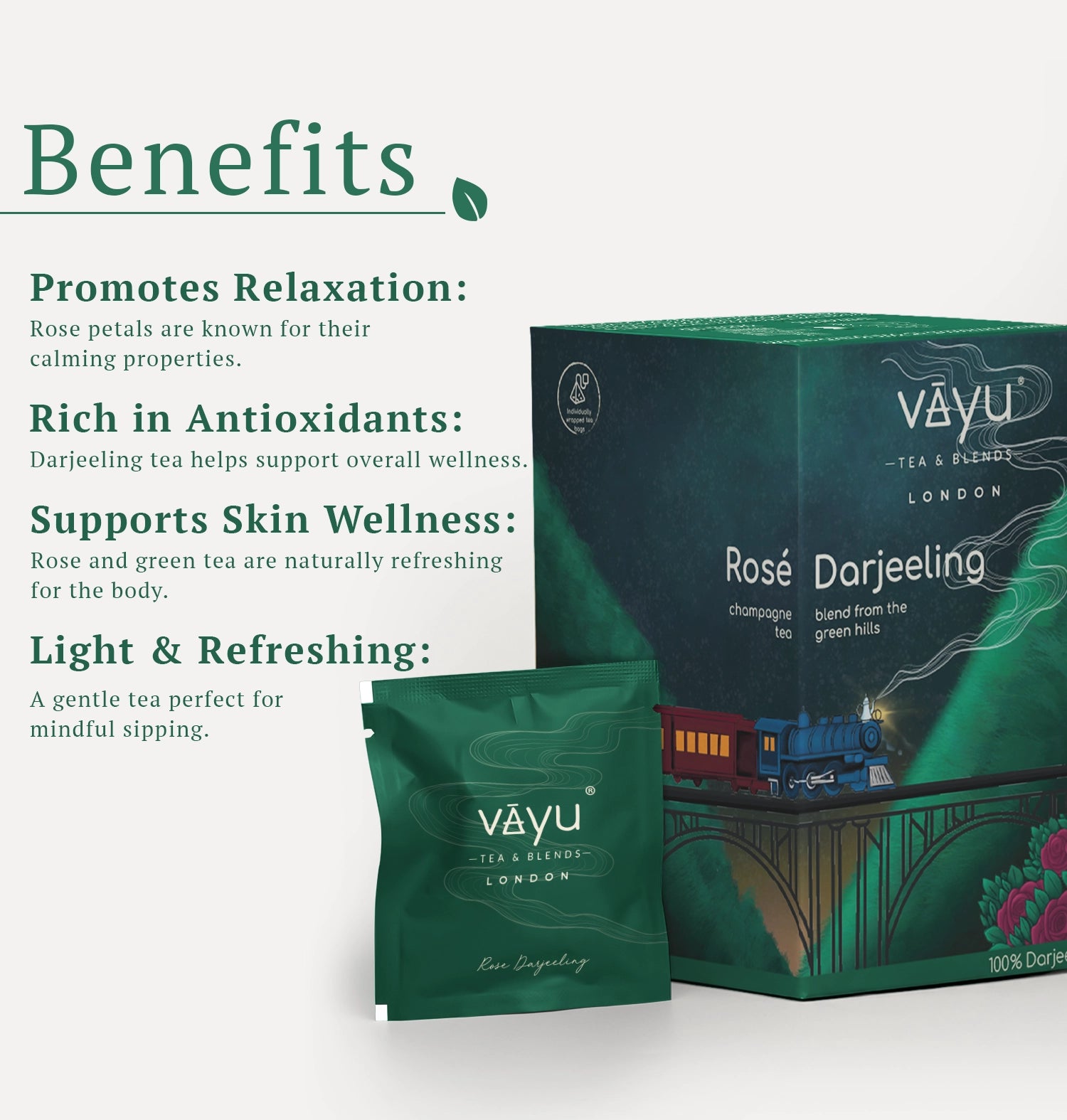 Rosé Darjeeling (Organic Green Tea with Rose 16 Pyramid Tea Bags)
