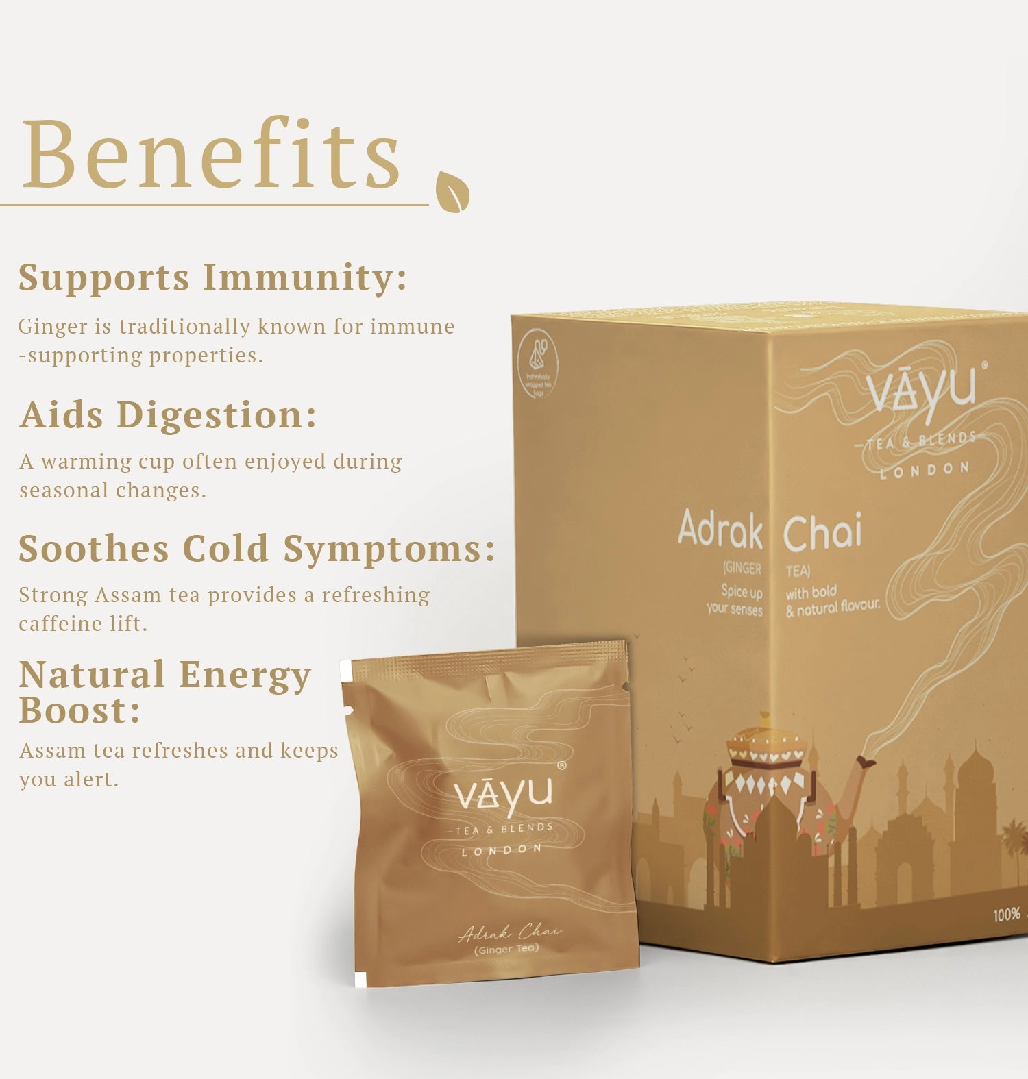 Adrak Chai (Ginger Tea) 16 biodegradable Teabags