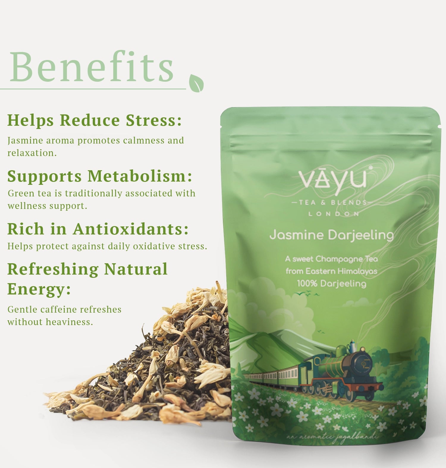 Jasmine Darjeeling (Organic Green Tea with Jasmine) Loose Tea 100gms