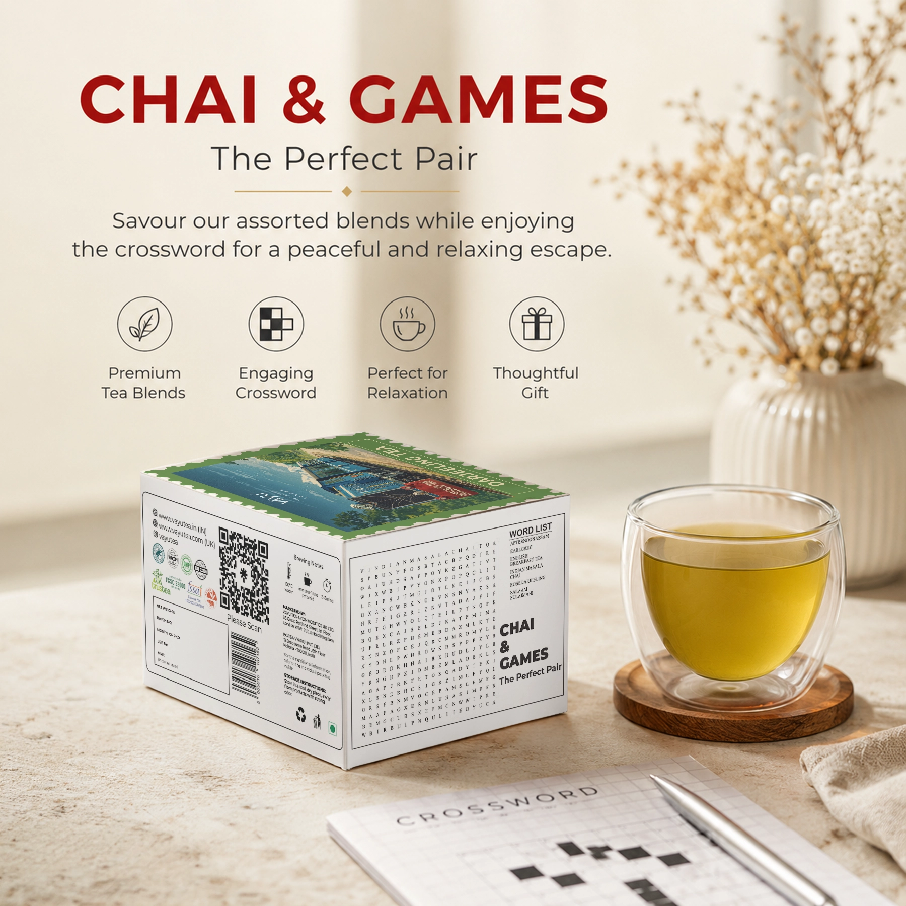 Vayu’s Darjeeling Tea Trial Pack with FREE Glass, Infuser and spoon (Loose Tea)