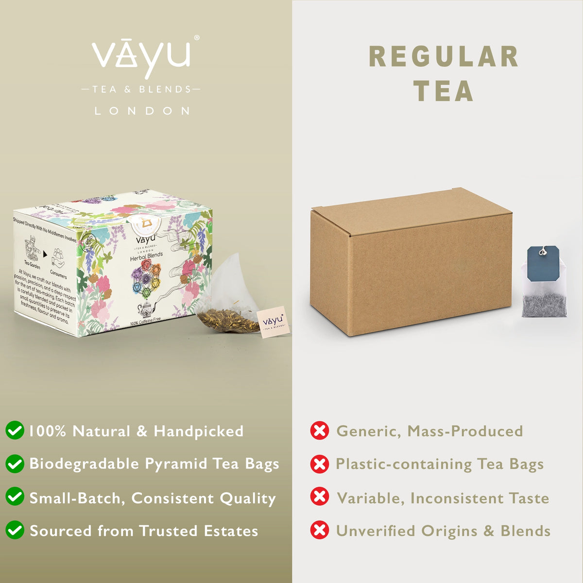Assorted Herbal Tea 16 Pyramid Tea Bags (Tulsi Based)