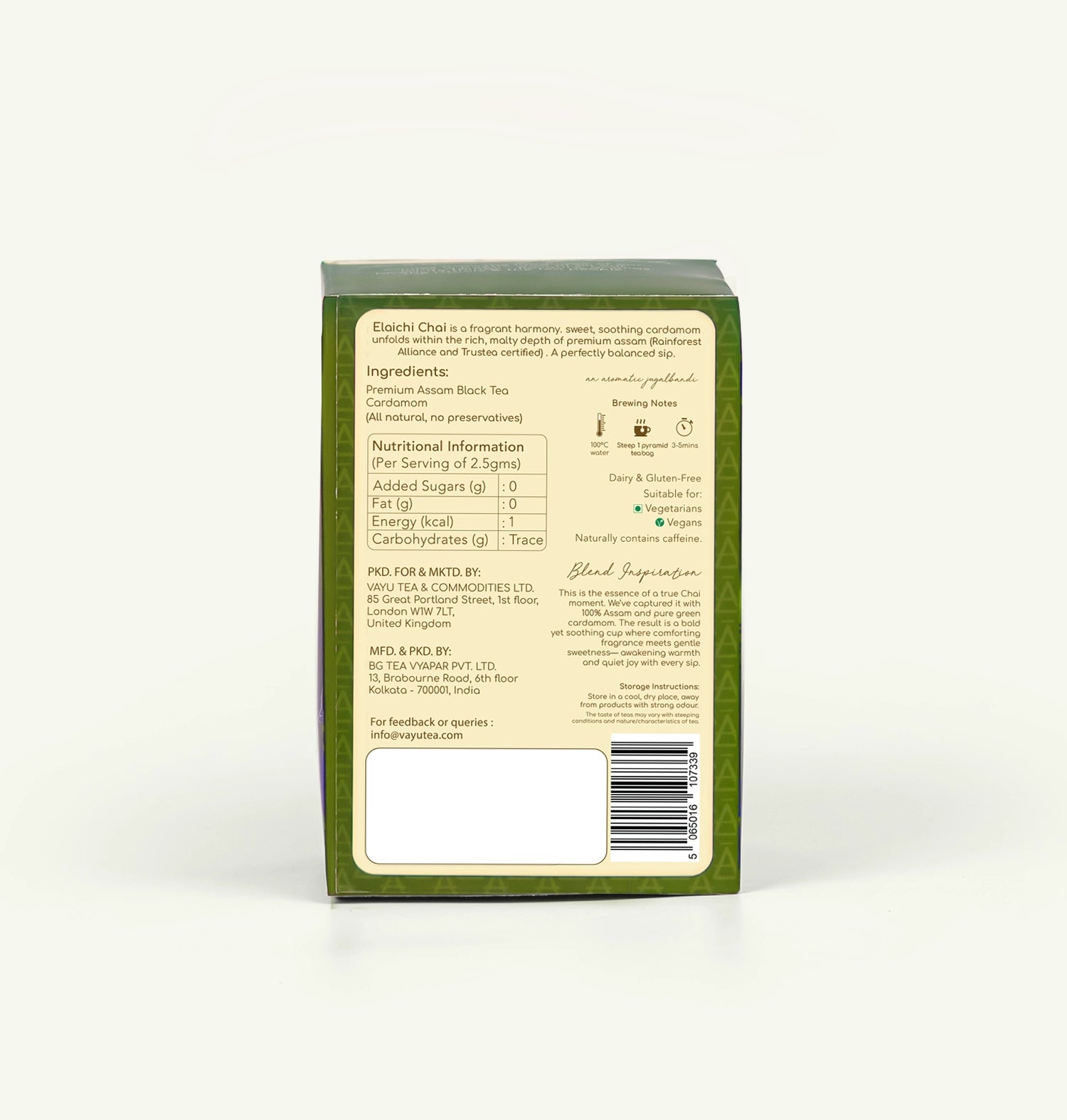 Elaichi Chai (Cardamom Tea) 16 biodegradable Teabags