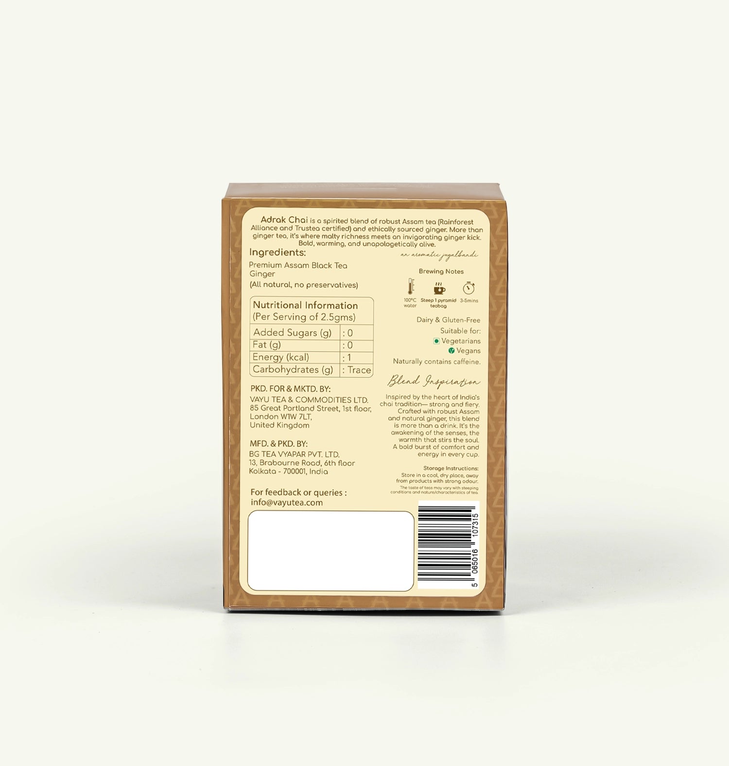 Adrak Chai (Ginger Tea) 16 biodegradable Teabags