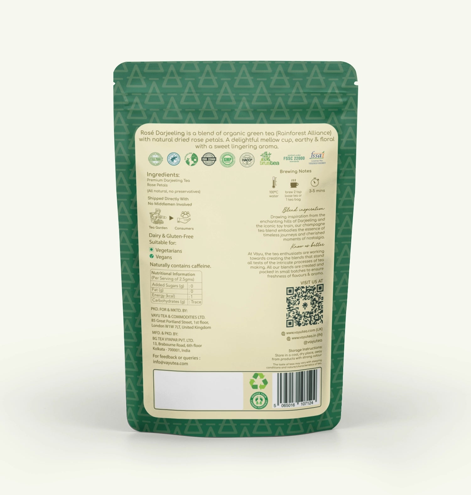 Rosé Darjeeling (Organic Green Tea with Rose Loose Tea 100 gms)