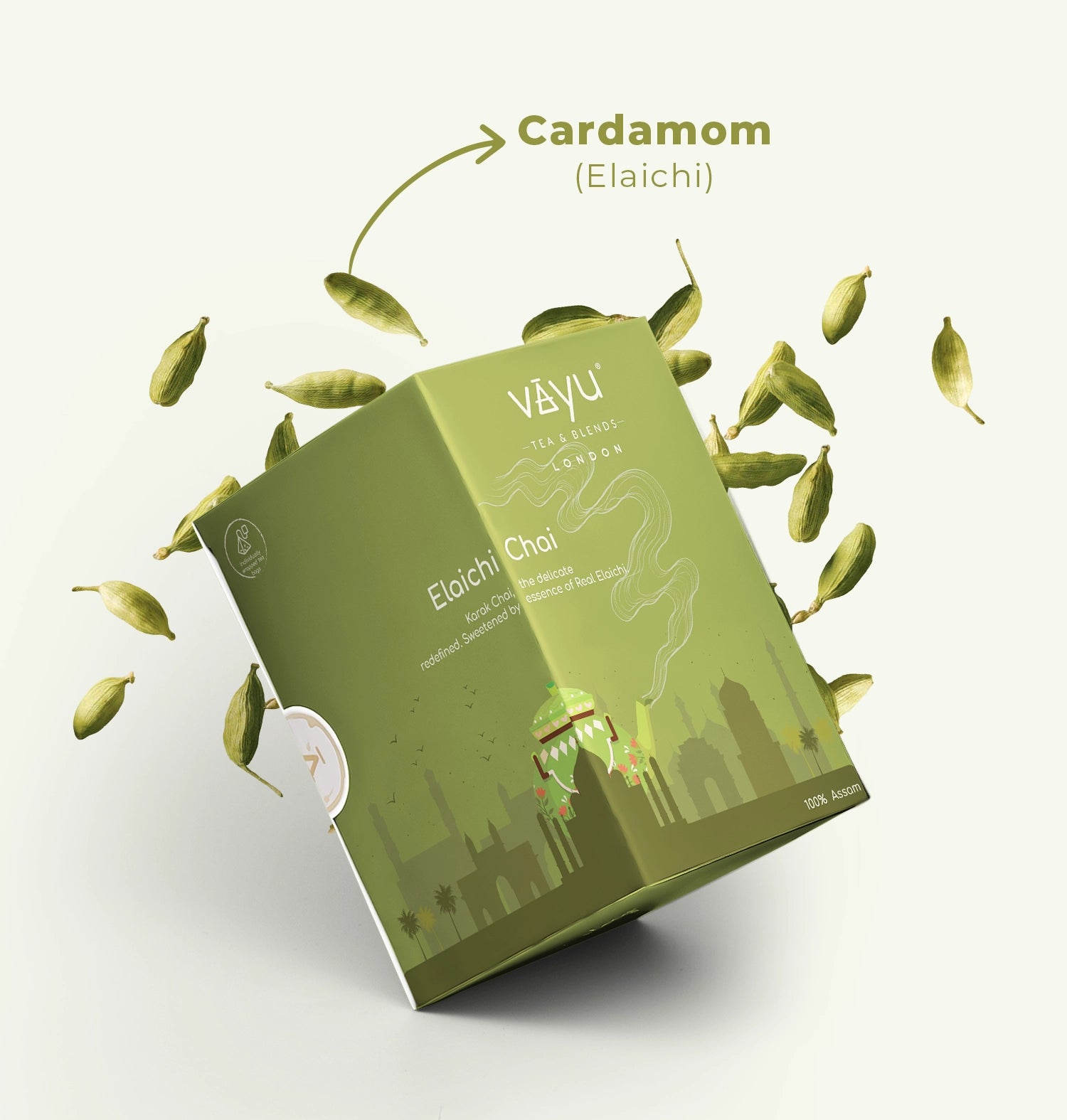 Elaichi Chai (Cardamom Tea) 16 biodegradable Teabags