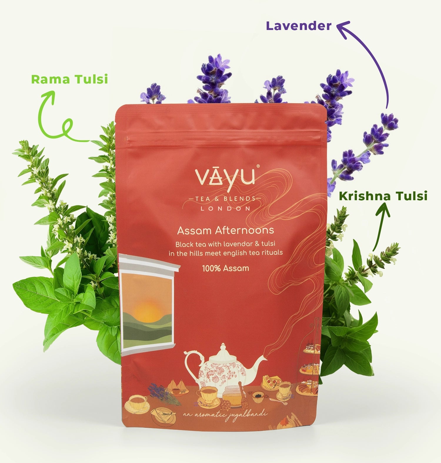 Assam Afternoons (Krishna Tulsi, Rama Tulsi & Lavender Loose Tea 100gms)