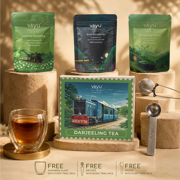 Vayu’s Darjeeling Tea Trial Pack with FREE Glass, Infuser and spoon (Loose Tea)