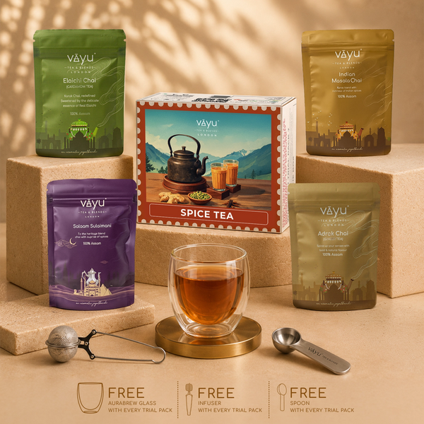 Vayu’s Spice Tea Trial Pack with FREE Glass, Infuser and spoon (Loose Tea)