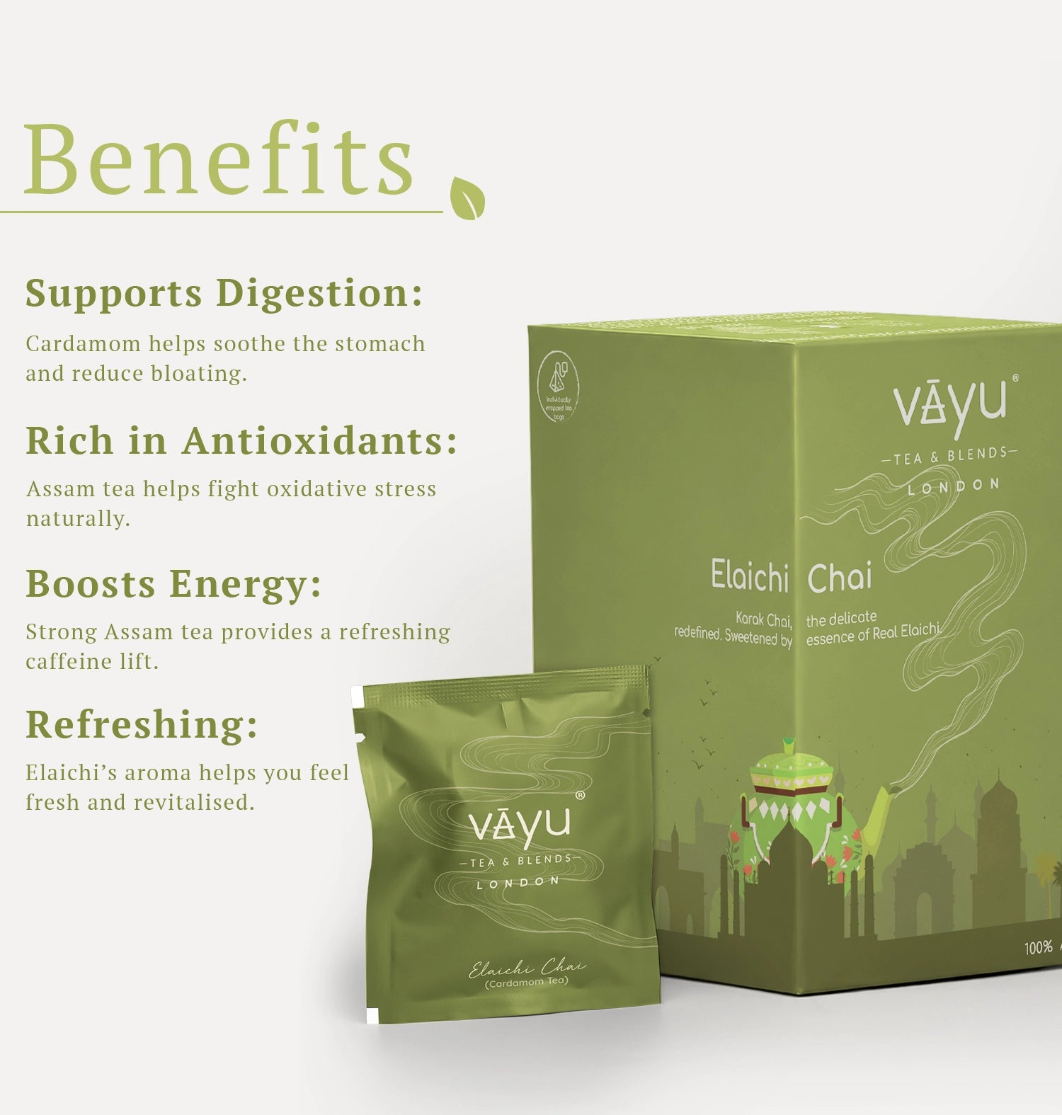 Elaichi Chai (Cardamom Tea) 16 biodegradable Teabags