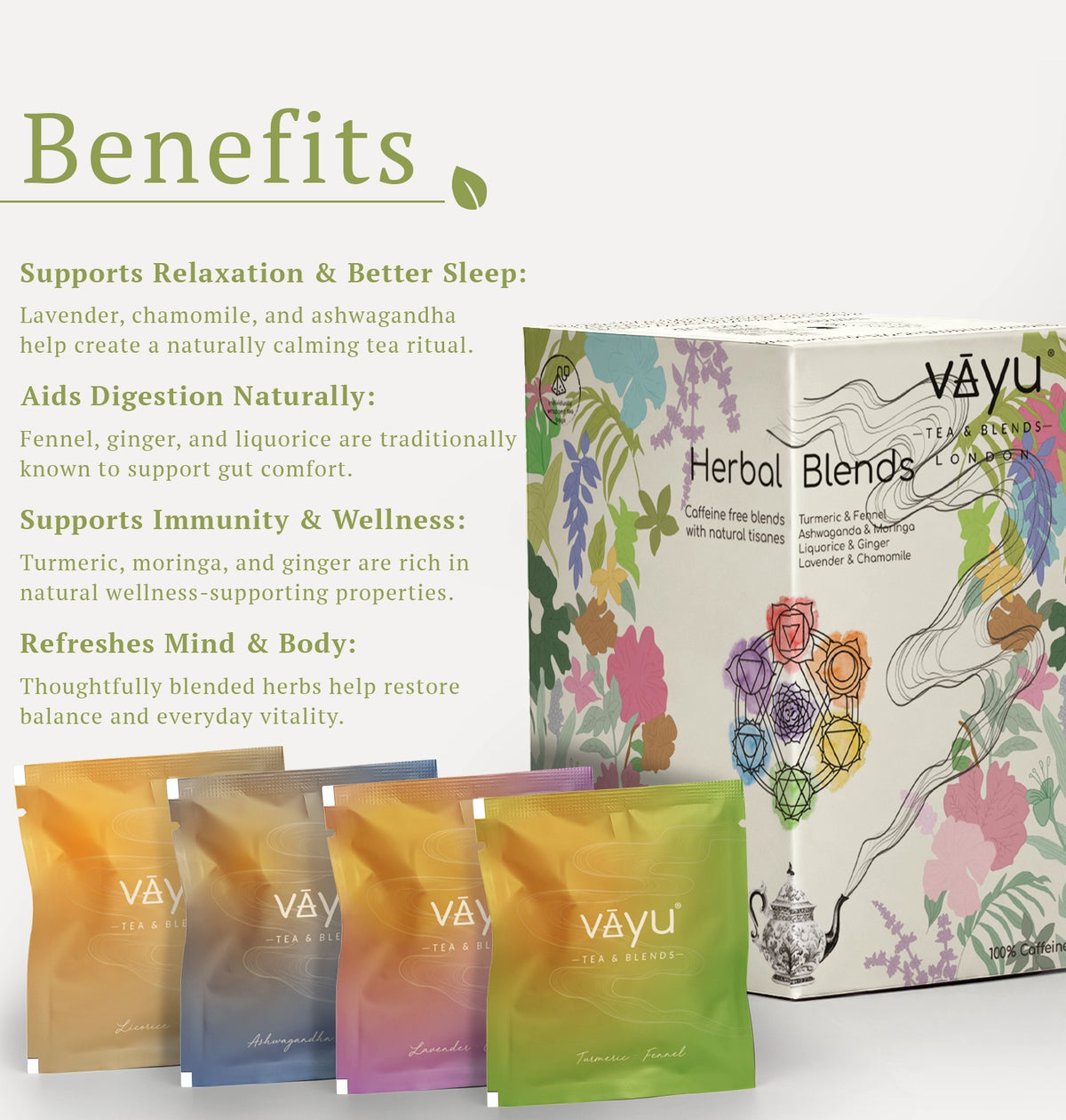 Assorted Herbal Tea 16 Pyramid Tea Bags (Tulsi Based)
