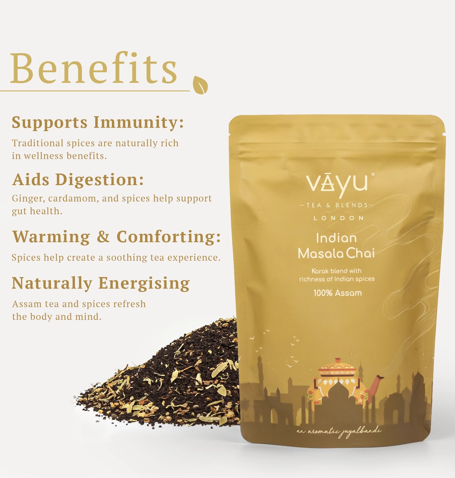 Indian Masala Chai (Cardamom, Cinnamon & Ginger) Loose Tea  180gms