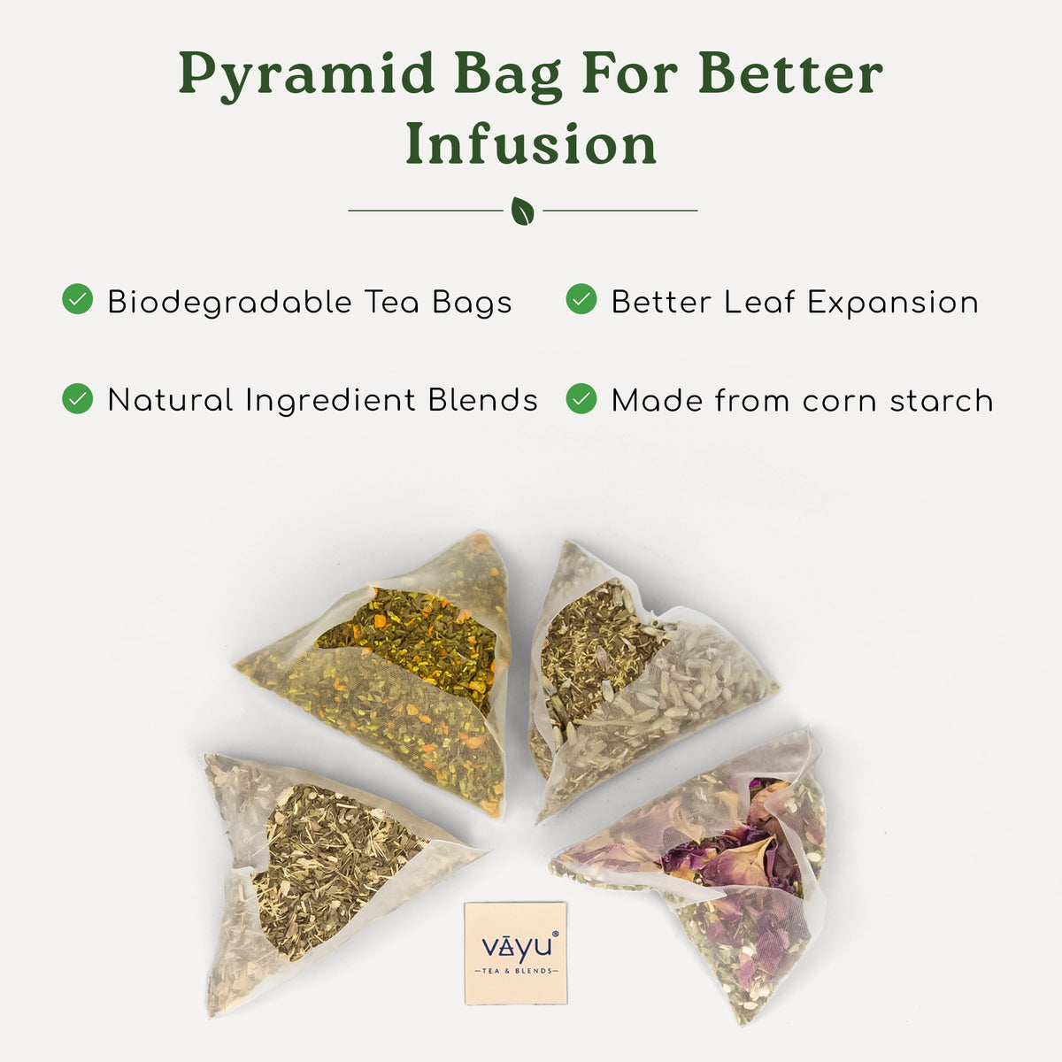 Assorted Herbal Tea 16 Pyramid Tea Bags (Tulsi Based)