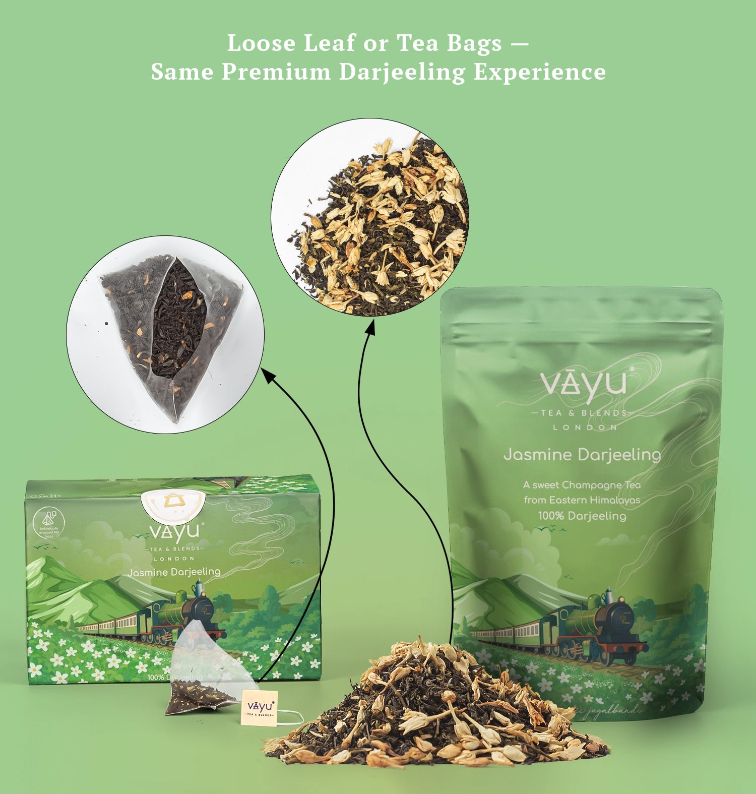 Jasmine Darjeeling (Organic Green Tea with Jasmine) Loose Tea 100gms