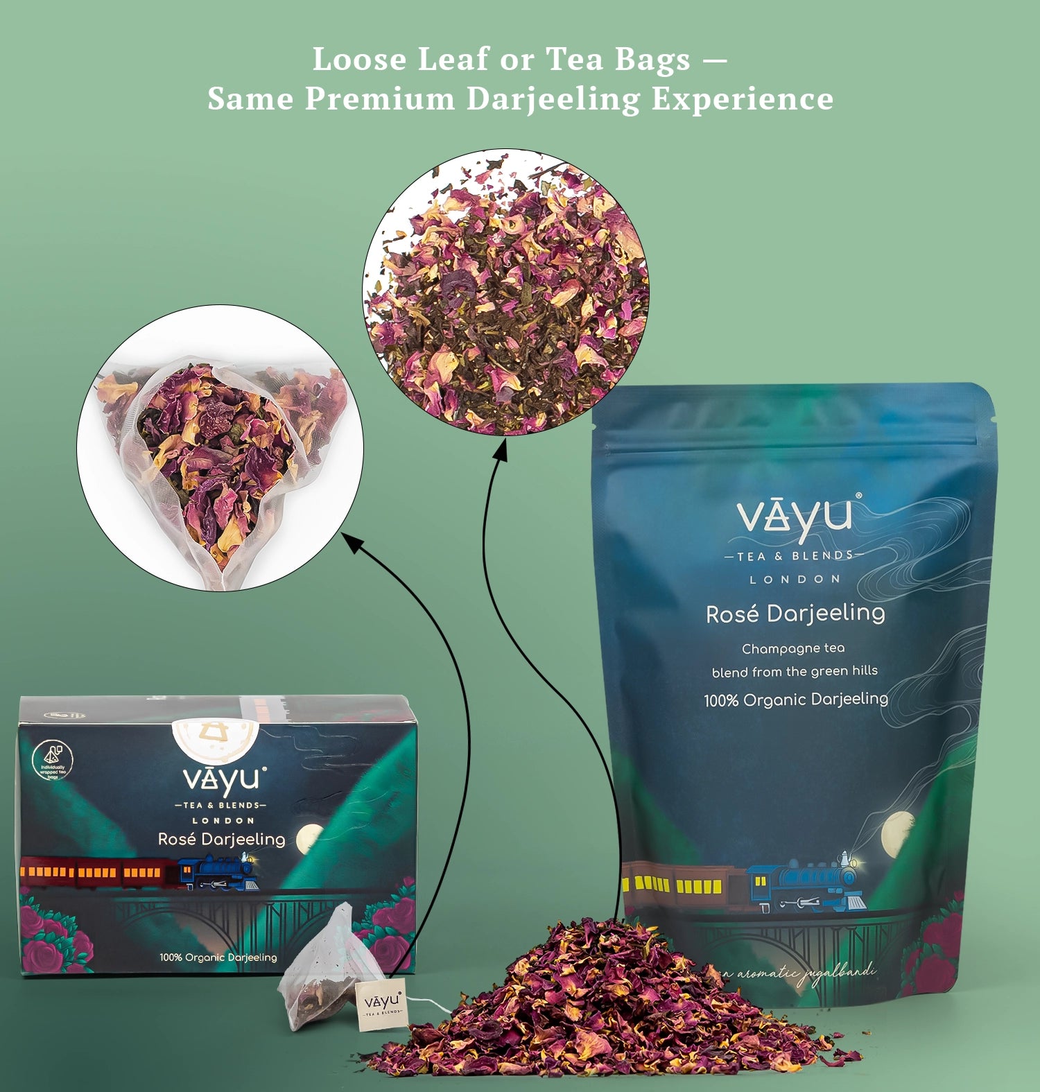 Rosé Darjeeling (Organic Green Tea with Rose Loose Tea 100 gms)