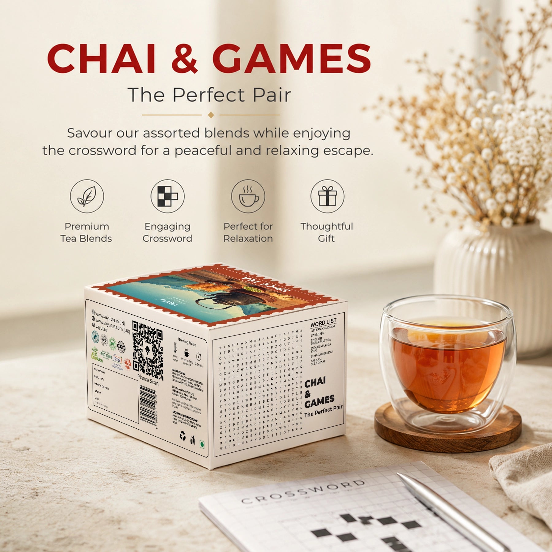 Vayu’s Spice Tea Trial Pack with FREE Glass, Infuser and spoon (Loose Tea)