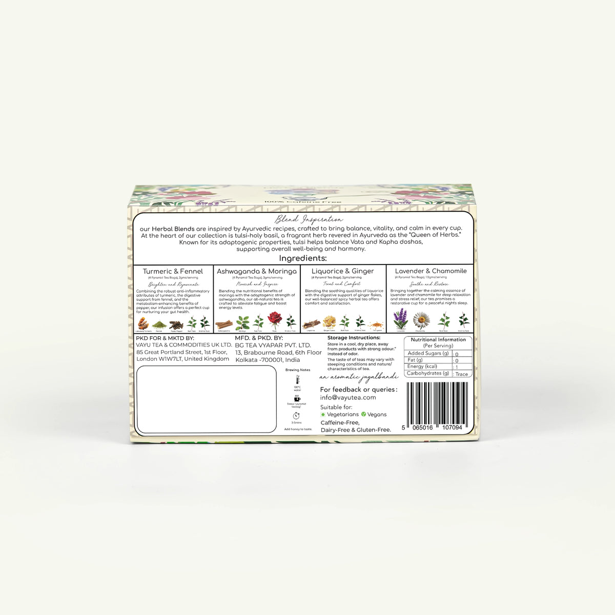 Assorted Herbal Tea 16 Pyramid Tea Bags (Tulsi Based)