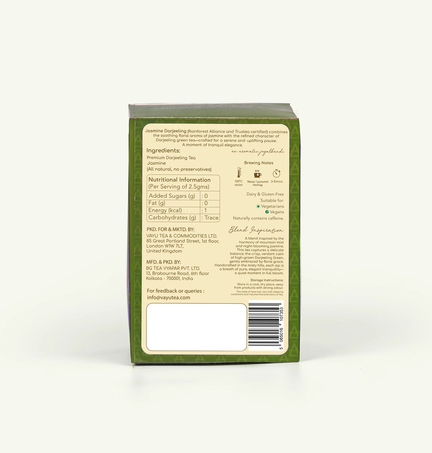 Jasmine Darjeeling (Organic Green Tea with Jasmine)  | 16 biodegradable Teabags