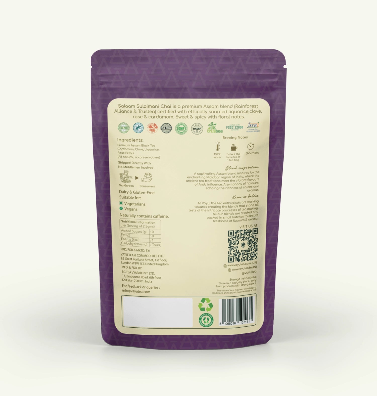 Salaam Sulaimani Chai (Cardamom, Clove, Liquorice & Rose Loose Tea 180gms)